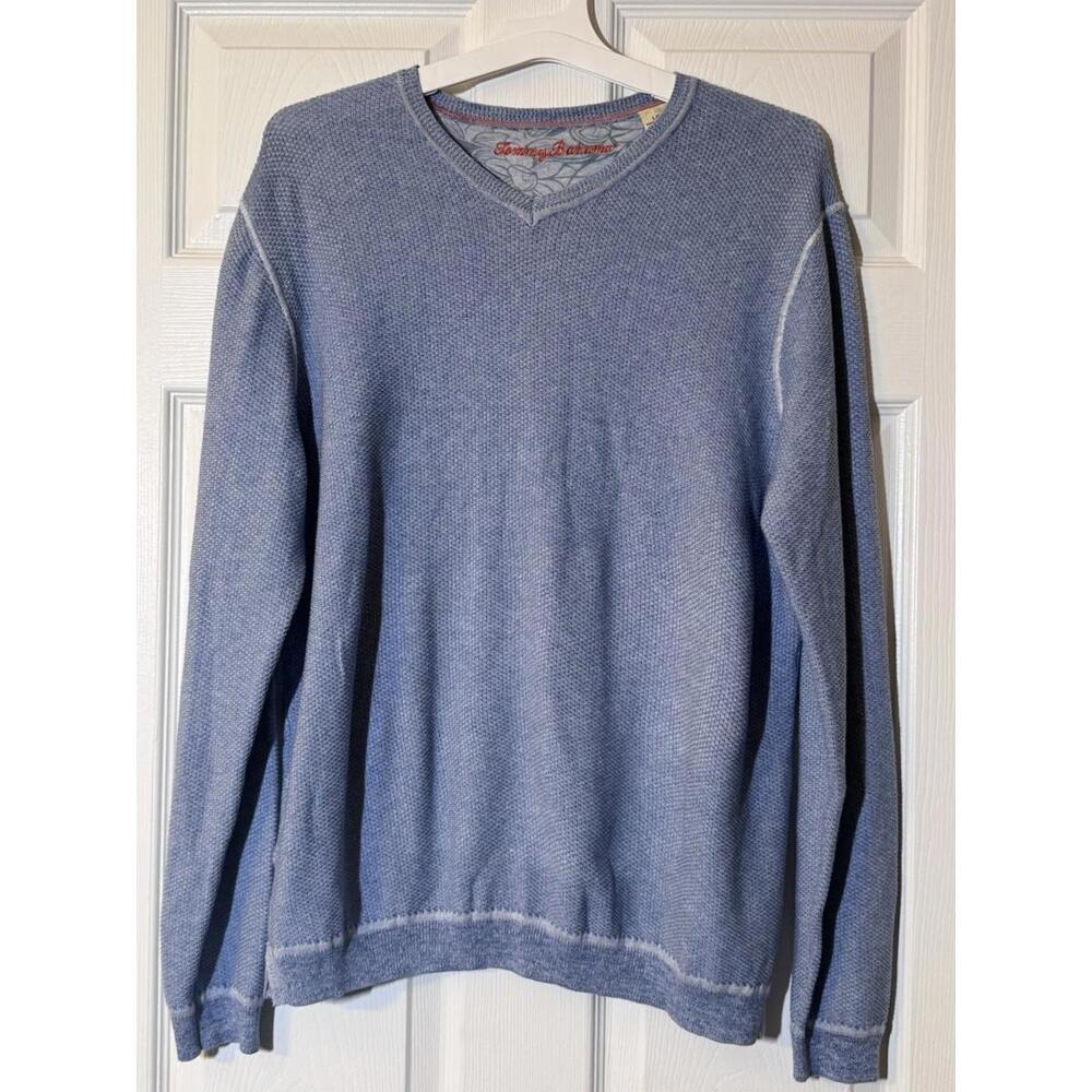 Tommy Bahama Men's Light Blue V-Neck‎ Pullover Sweater, Size L